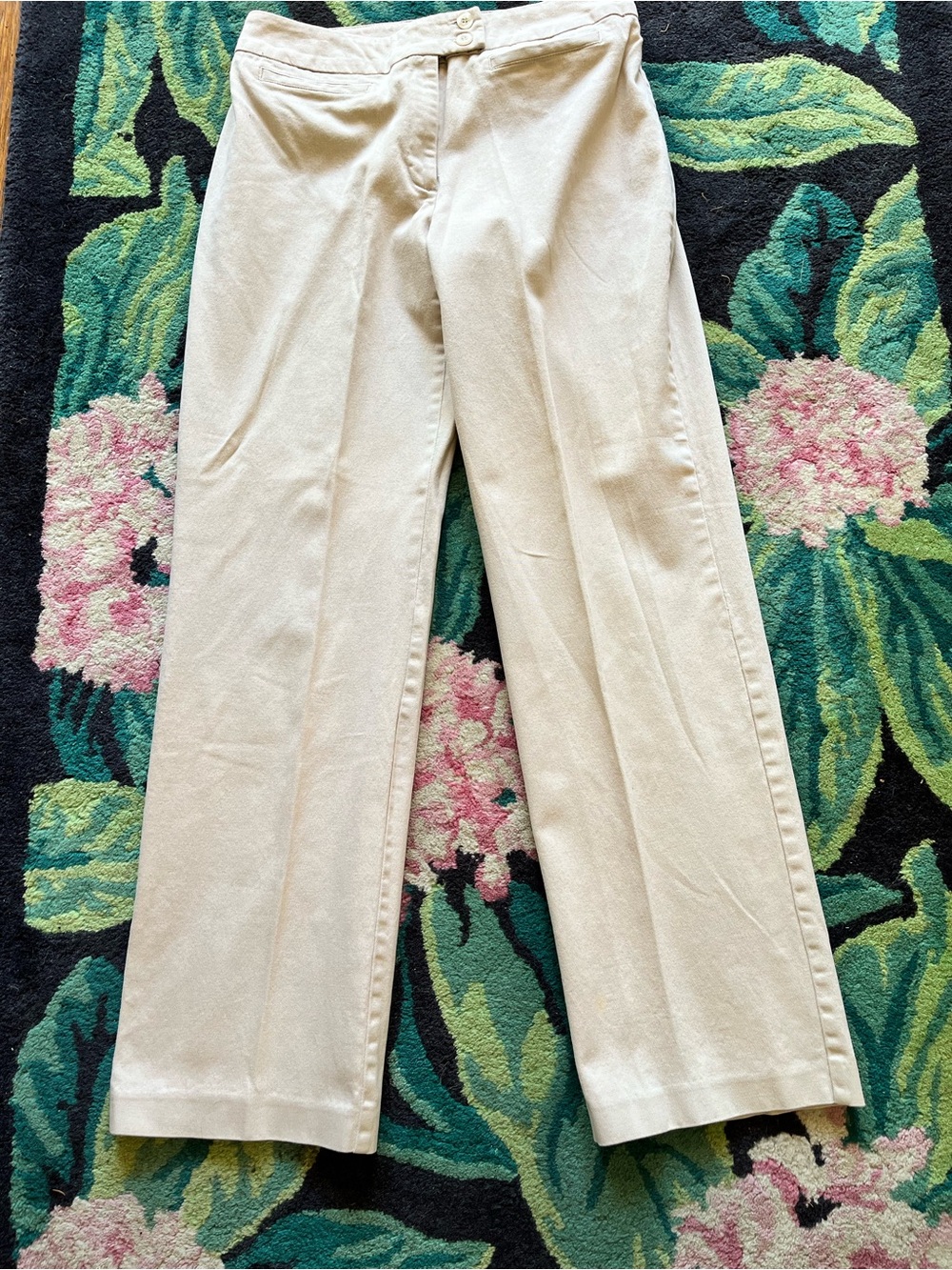 TRIBELLA. WOMENS KAKHI COTTON PANTS SIZE 8. STRAIGHT LEG.